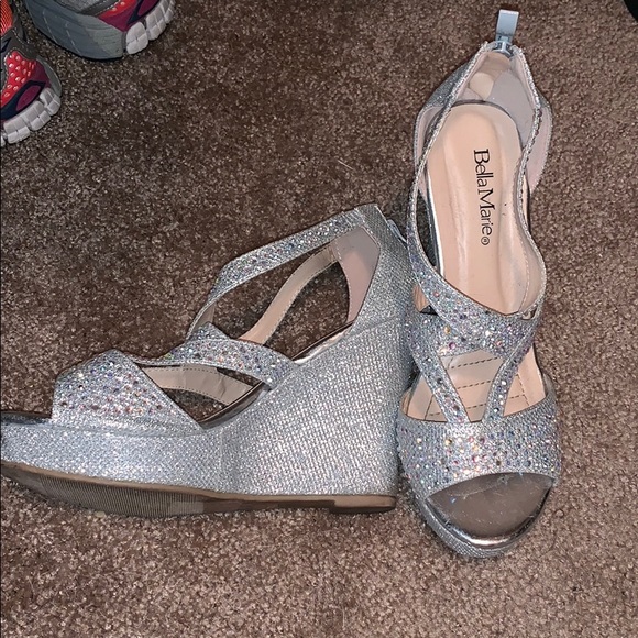 silver rhinestone wedges